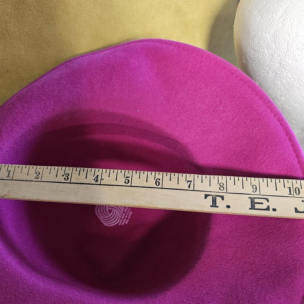 Vintage Womens 60s 70s Pink Felt Hat Wide Brim Grosgrain Band USA WPL 5923 - Picture 6 of 7